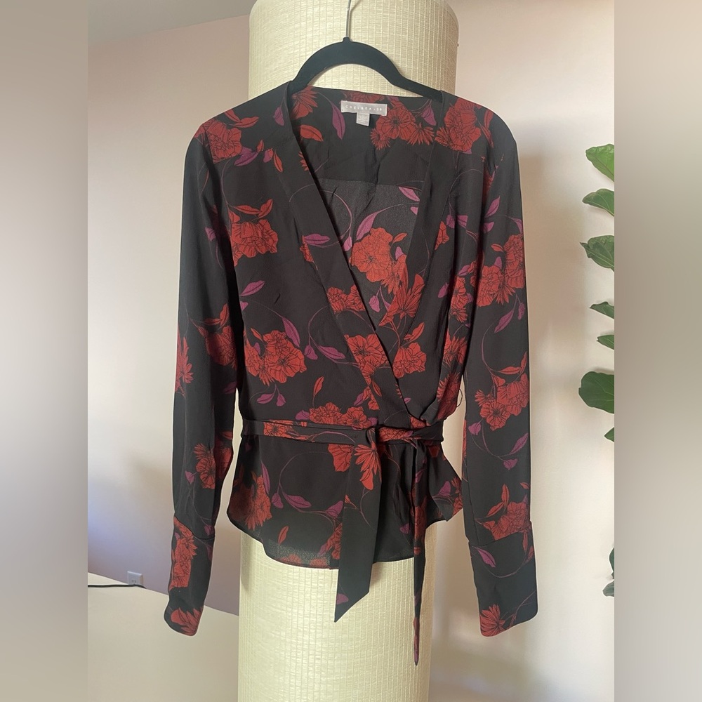 Chelsea28 - Wrap Long-Sleeve Blouse - M